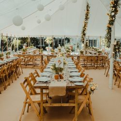 Cocos carpet in a rustic themed wedding in Bath - with rustic trestle tables and beechwood folding chairs.