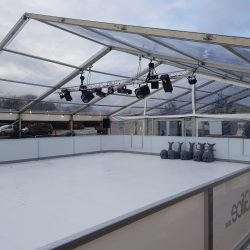 12m Clearspan marquee with clear roofs built for Avon Valley Adventure & Wildlife Park Ice Rink