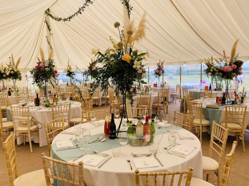 Traditional marquee with pleated ivory lining